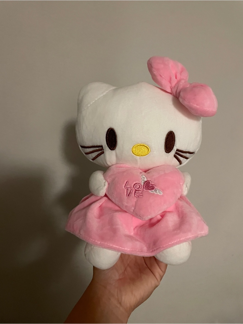 Hello Kitty White and Pink Plush Doll with Heart